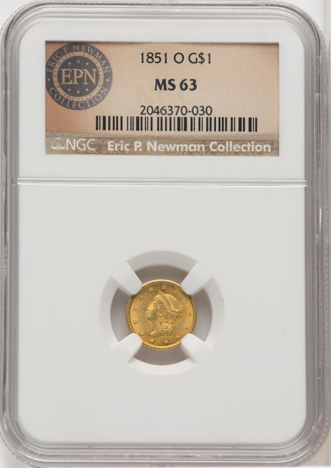 1851-O G$1 Gold Dollar NGC MS63