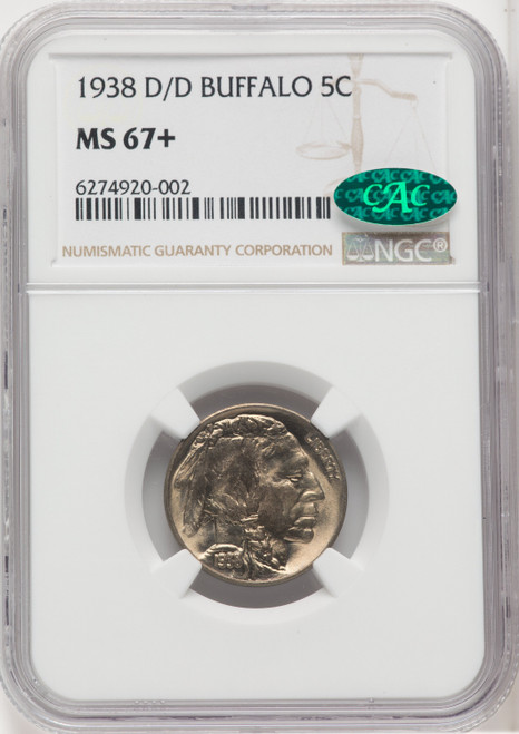 1938-D/D 5C CAC Buffalo Nickel NGC MS67