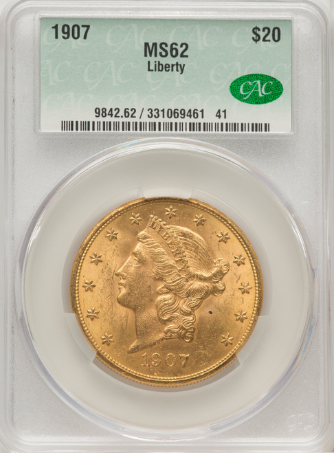 1907 $20 Liberty Liberty Double Eagle CACG MS62