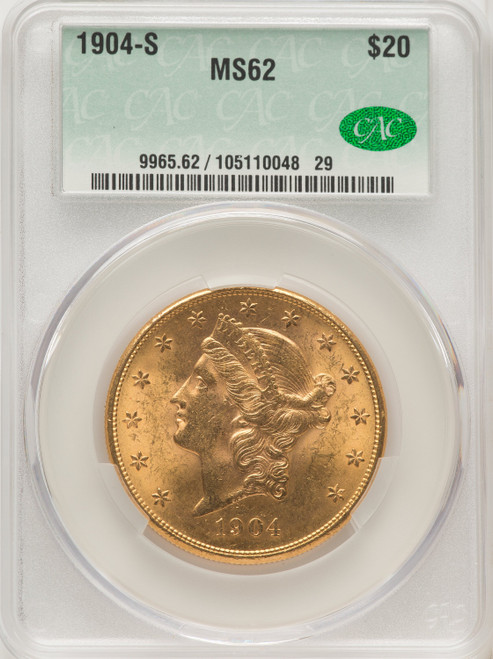 1904-S $20 Liberty Double Eagle CACG MS62