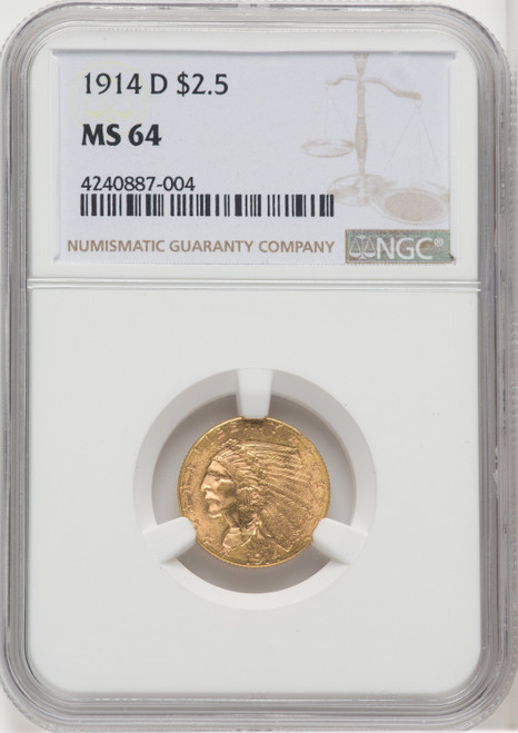 1914-D $2.50 Indian Quarter Eagle NGC MS64