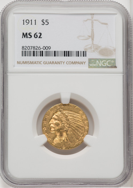 1911 $5 Indian Half Eagle NGC MS62
