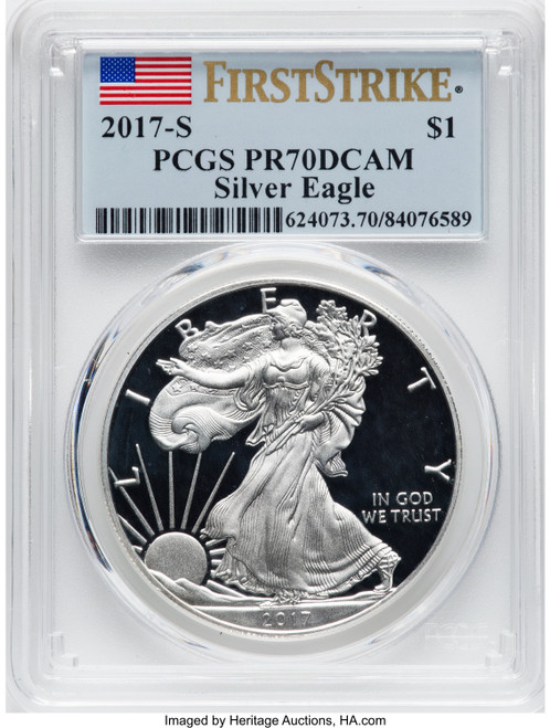 2017-S S$1 Silver Eagle FS Flag PCGS PR70