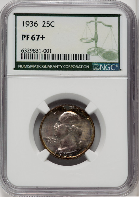 1936 25C Green Label Proof Washington Quarter NGC PR67+