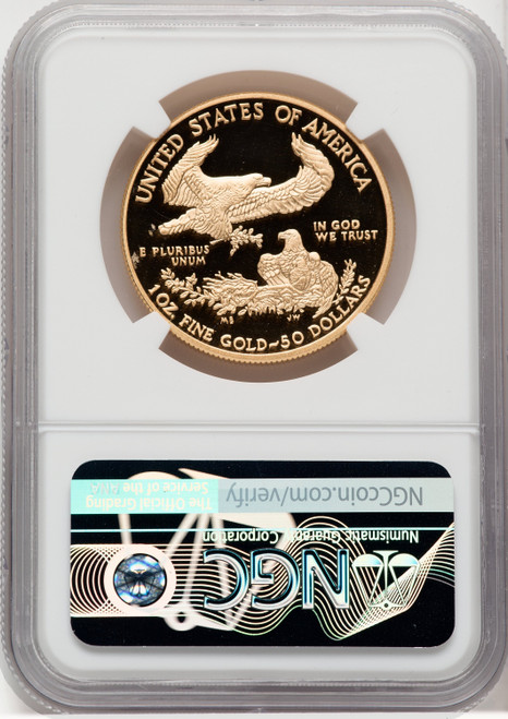 2011-W $50 One-Ounce Gold Eagle 25th Anniversary First Strike ER Mike Castle NGC PF70