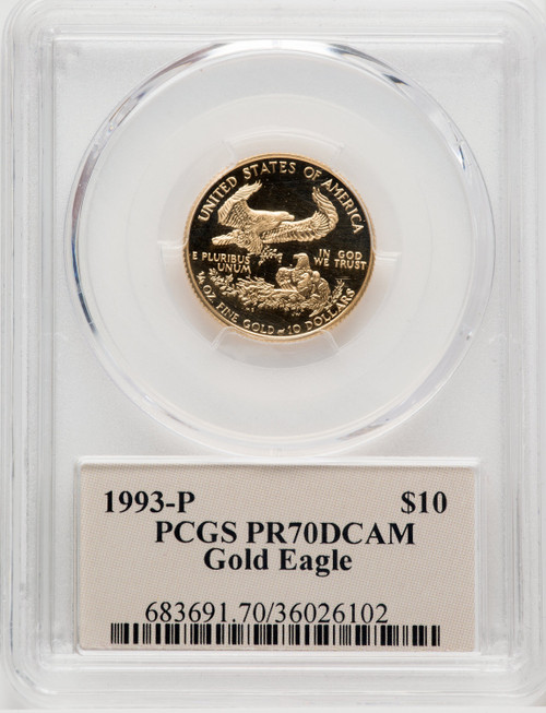 1993-P $10 Quarter-Ounce Gold Eagle Thomas Cleveland Art Deco Thomas Cleveland Art Deco PCGS PR70