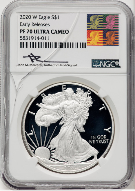 2020-W S$1 Silver Eagle First Strike PRDC NGC PF70