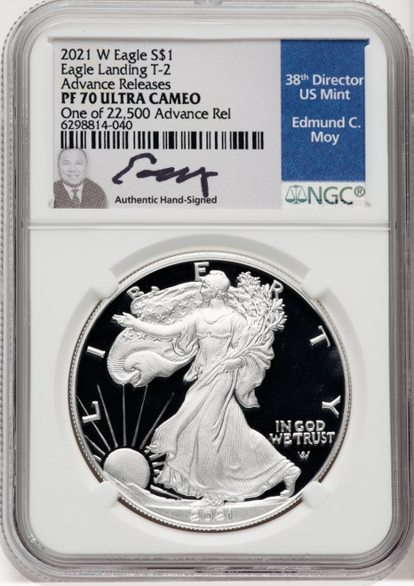 2021-S S1$ Silver Eagle Type Two Ed Moy NGC PF70