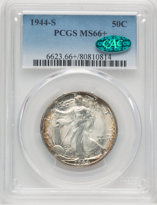 1944-S 50C CAC Walking Liberty Half Dollar PCGS MS66+