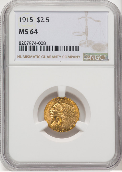 1915 $2.50 Indian Quarter Eagle NGC MS64