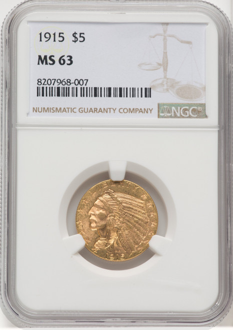 1915 $5 Indian Half Eagle NGC MS63