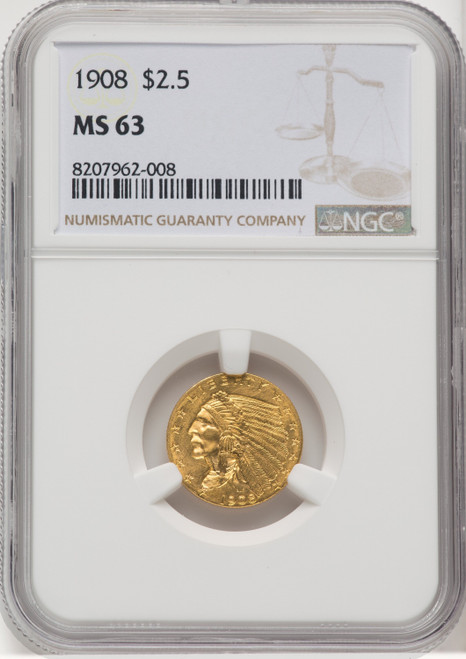 1908 $2.50 Indian Quarter Eagle NGC MS63