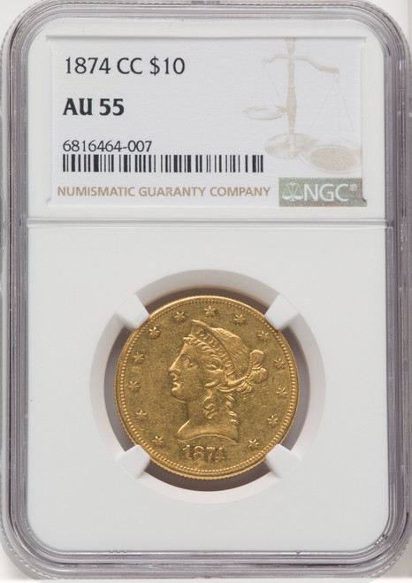 1874-CC $10 Liberty Eagle NGC AU55