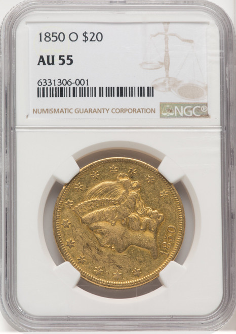 1850-O $20 Liberty Double Eagle NGC AU55