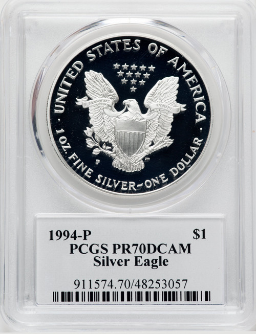 1994-P $1 Silver Eagle Thomas D. Rogers Sr. Signature PCGS MS70