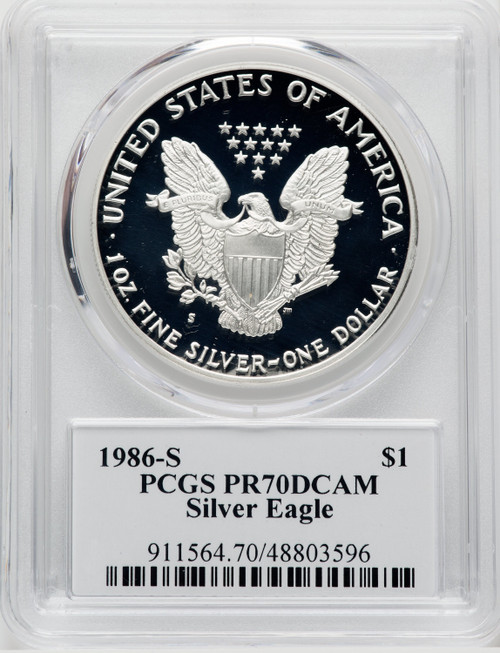 1986-S $1 Silver Eagle Thomas D. Rogers Sr. Signature PCGS PR70