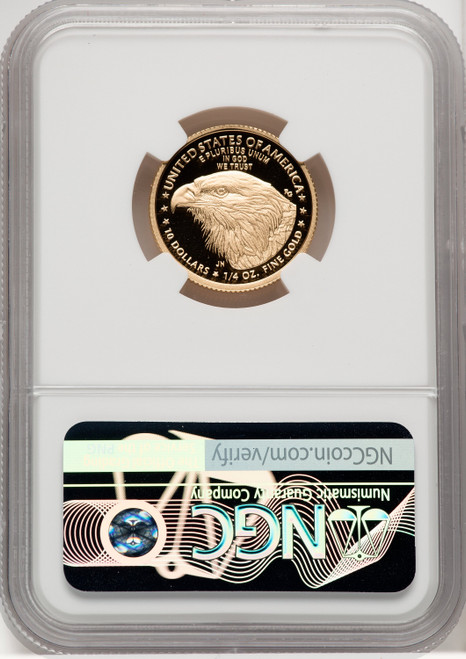 2022-W G$10 Quarter Ounce Gold Eagle Brown Label NGC PF70