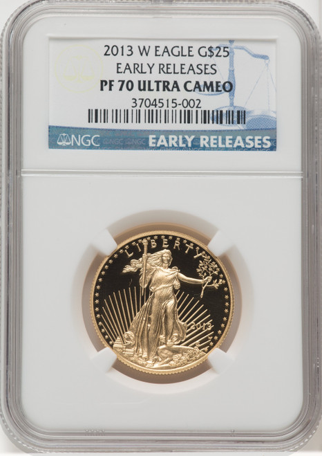 2013-W $25 Half-Ounce Gold Eagle ER Blue NGC PF70