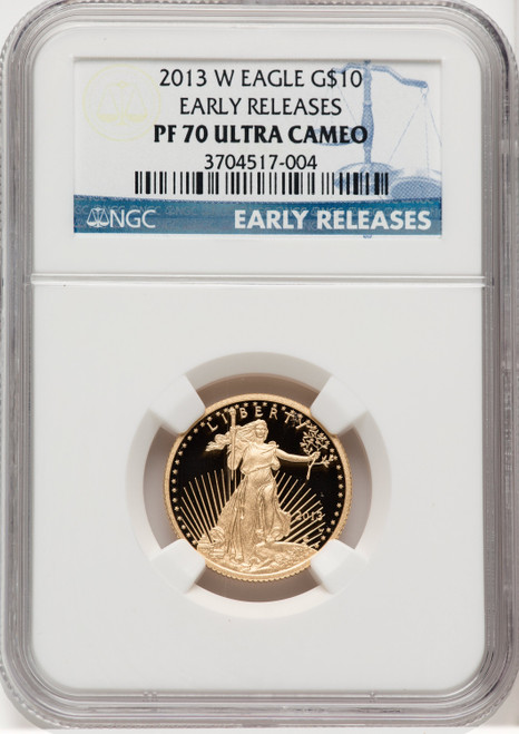 2013-W $10 Quarter-Ounce Gold Eagle First Strike ER Blue NGC PF70