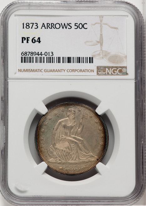 1873 50C ARROWS Proof Seated Half Dollar NGC PR64