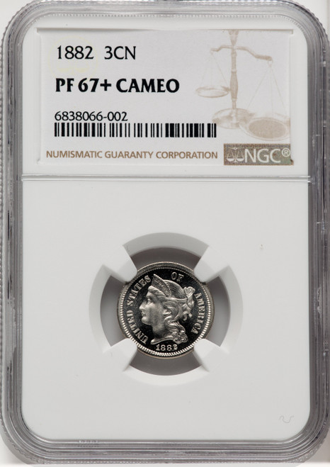 1882 3CN PRCA Proof Three Cent Nickel NGC PR67+
