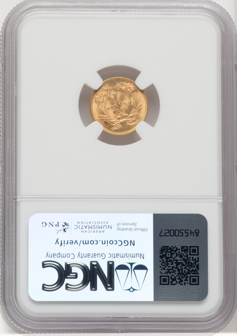 1873 G$1 OPEN 3 Gold Dollar NGC MS64