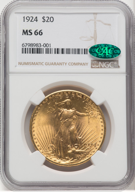 1924 $20 Saint CAC Saint-Gaudens Double Eagle NGC MS66