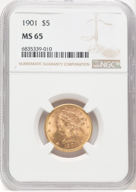 1901 $5 Liberty Half Eagle NGC MS65