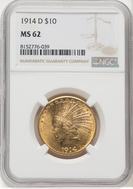 1914-D $10 Indian Eagle NGC MS62