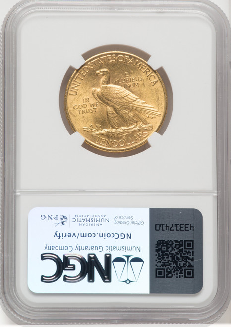 1908 $10 MOTTO Indian Eagle NGC MS63