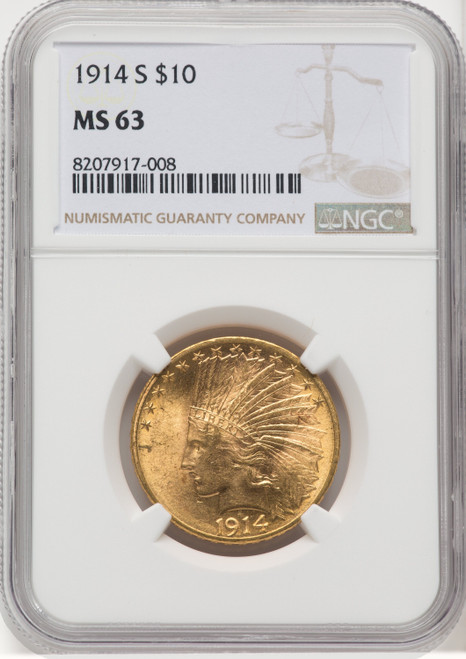 1914-S $10 Indian Eagle NGC MS63