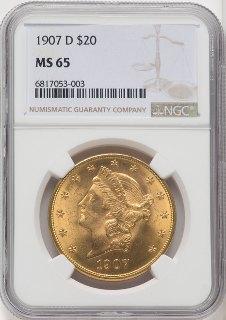 1907-D $20 Liberty Double Eagle NGC MS65