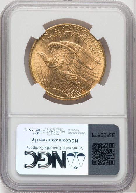 1908-D $20 NO MOTTO Saint-Gaudens Double Eagle NGC MS63