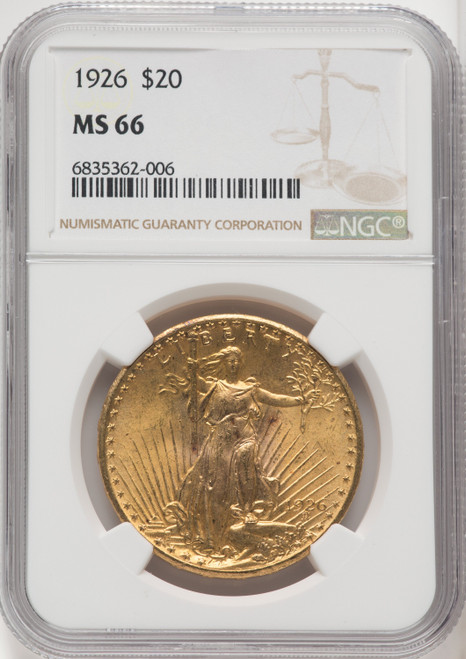 1926 $20 Saint-Gaudens Double Eagle NGC MS66