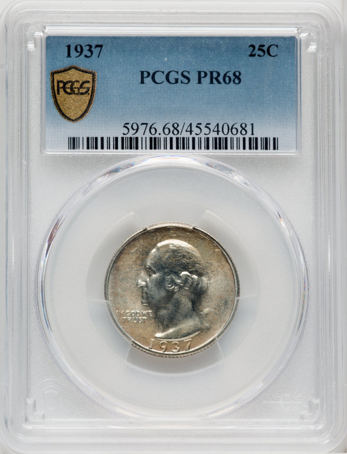 1937 25C Proof Washington Quarter PCGS PR68