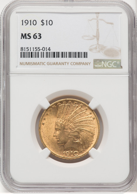 1910 $10 Indian Eagle NGC MS63