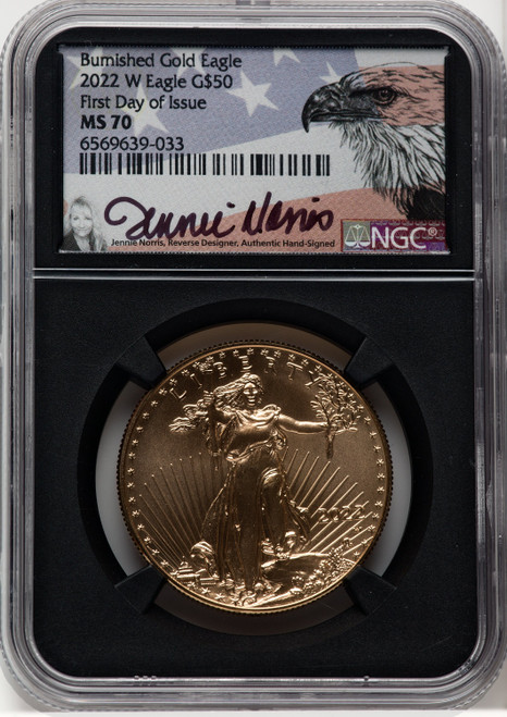 2022-W One-Ounce Gold Eagle Burnished FDI NGC MS70