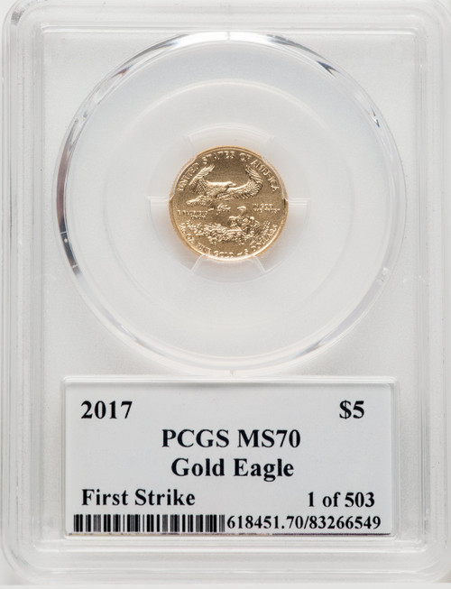 2017 $5 Tenth-Ounce Gold Eagle First Strike PCGS MS70