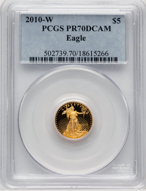 2010-W $5 Tenth-Ounce Gold Eagle Blue Gradient PCGS PR70