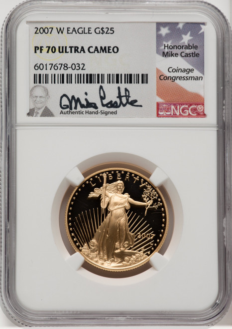 2007-W $25 Half-Ounce Gold Eagle Mike Castle NGC PF70