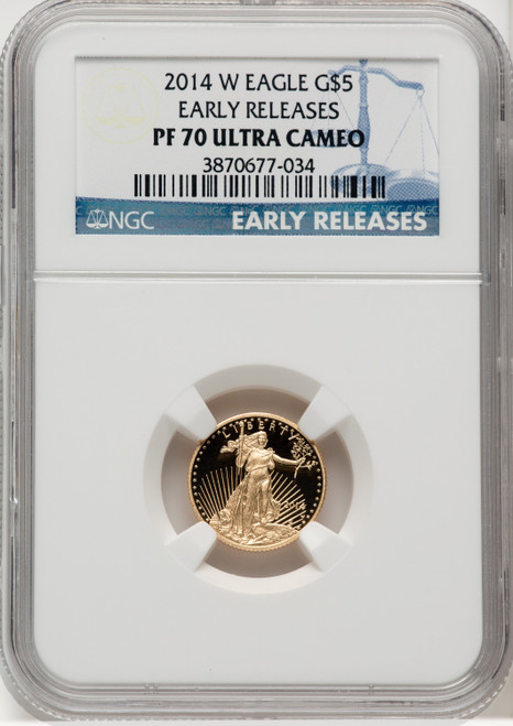 Gold American Eagle ER Blue NGC PF70