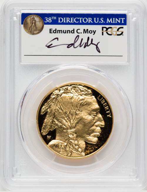 2023-W G$50 Gold Buffalo Advanced Release Moy UHR Signature PCGS PR70