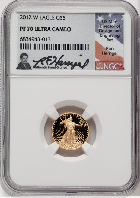 2012-W Gold American Eagle 4-Coin Set NGC PF70 Ron Harrigal Signed