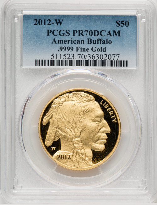 2012-W $50 One-Ounce Gold Buffalo Blue Gradient PCGS PR70