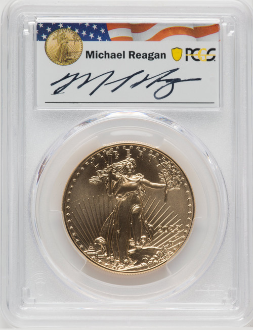 2022-W One-Ounce Gold Eagle Burnished Legacy Series Advanced Release PCGS MS70 Michael Reagan Signed