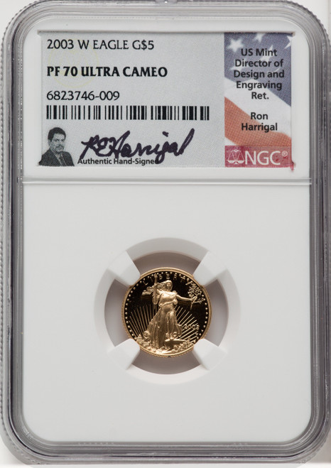 2003-W Gold American Eagle 4-Coin Set NGC PF70 Harrigal Signed