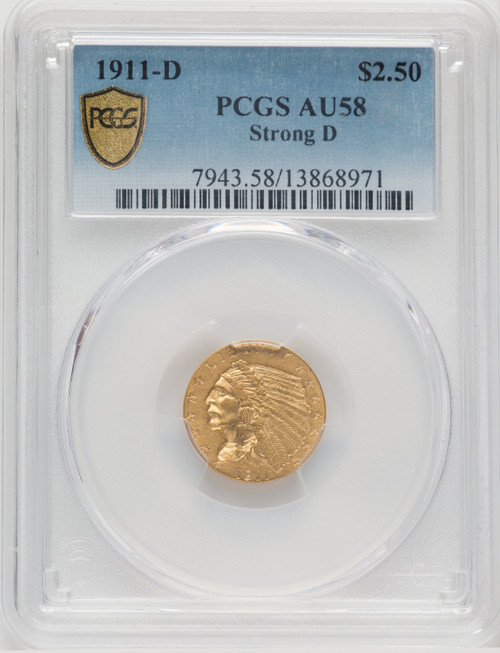 1911-D $2.50 Indian Quarter Eagle PCGS AU58