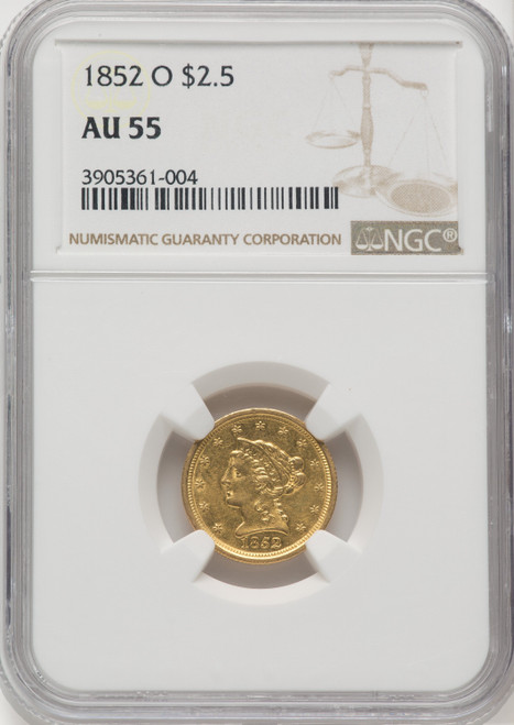 1852-O $2.50 Liberty Quarter Eagle NGC AU55