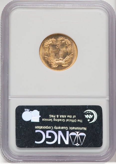 1874 $3 Three Dollar Gold Pieces NGC MS64