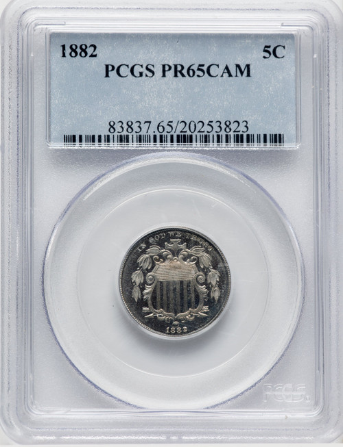 1882 5C CA Proof Shield Nickel PCGS PR65